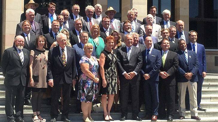 The West Australian One Nation candidates are rolled out at Parliament. Photo: James Mooney