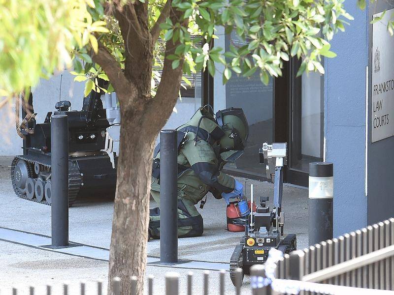 A suspicious device found at a justice precinct in outer Melbourne has been declared safe.