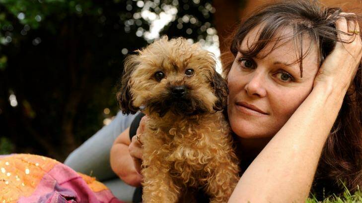 Oscar's Law founder Debra Tranter with five-year-old Oscar, who she rescued from a puppy farm. 
 Photo: Penny Stephens PKS