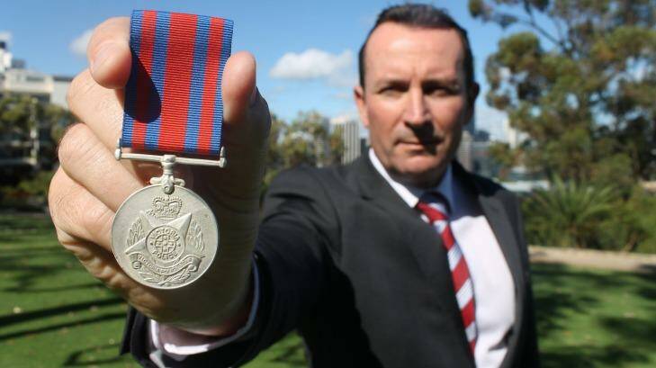 Opposition Leader Mark McGowan and a proposed new WA Police medal for slain or seriously injured officers.