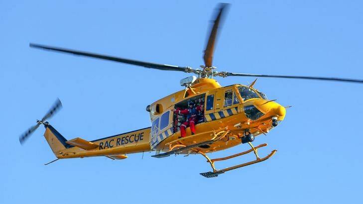 The RAC Rescue Helicopter has been sent to Rottnest where a diver was hit by a boat on Saturday afternoon. Photo: Mathew Hayes 