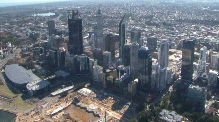 A view of Perth from the Westpac Lifesaver Rescue Helicopter aka The Squirrel  Photo: James Mooney 