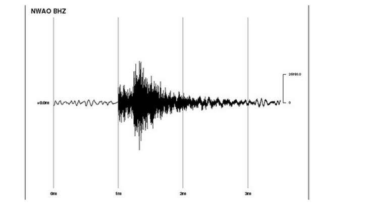 The seismogram of the quake as recorded by a Narrogin observation station.