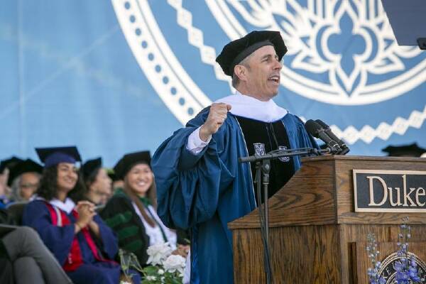 Dozens of students walked out of a speech by Jerry Seinfeld over the comedian's support of Israel. (AP PHOTO)