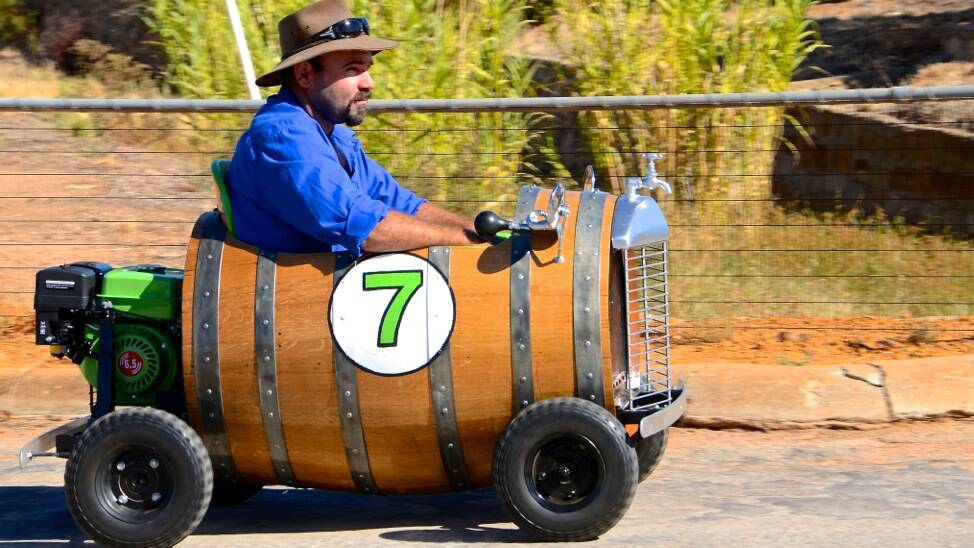 A motorised beer keg was one of the more unusual entrants in the float parade. Photo: Megan Simmonds.