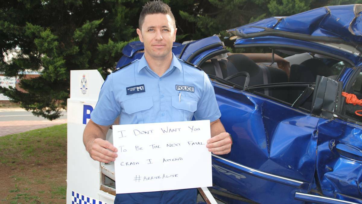 Donnybrook First Class Constable Mike Danks reminded drivers to take regular breaks. Photo: Nina Smith/Donnybrook Bridgetown Mail. 