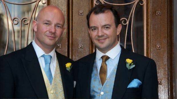 Jason Groves (right) President of Liberals Abroad UK entered into a civil union with his partner in 2011. Photo: Supplied
