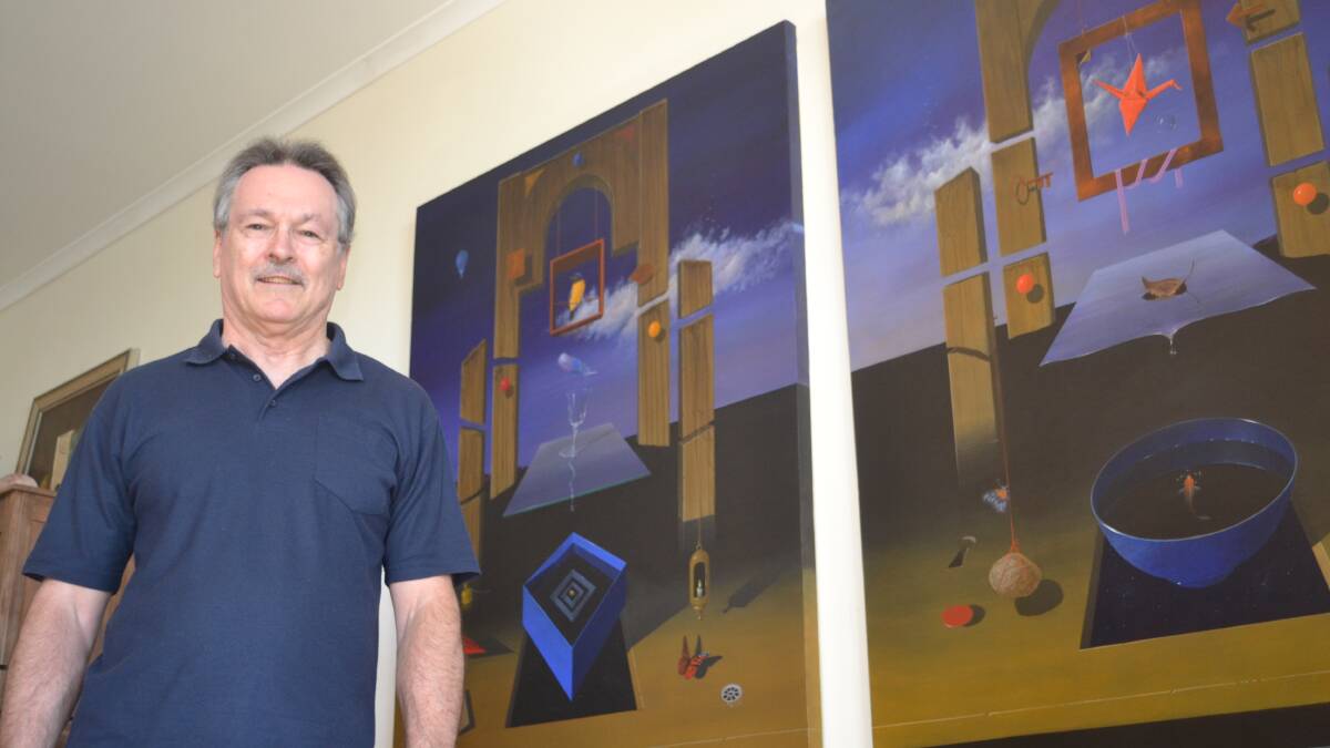 Talent: Dudley Park artist Michael Vincent Murphy is currently exhibiting his work in a Yallingup gallery. He is pictured with a previous piece.