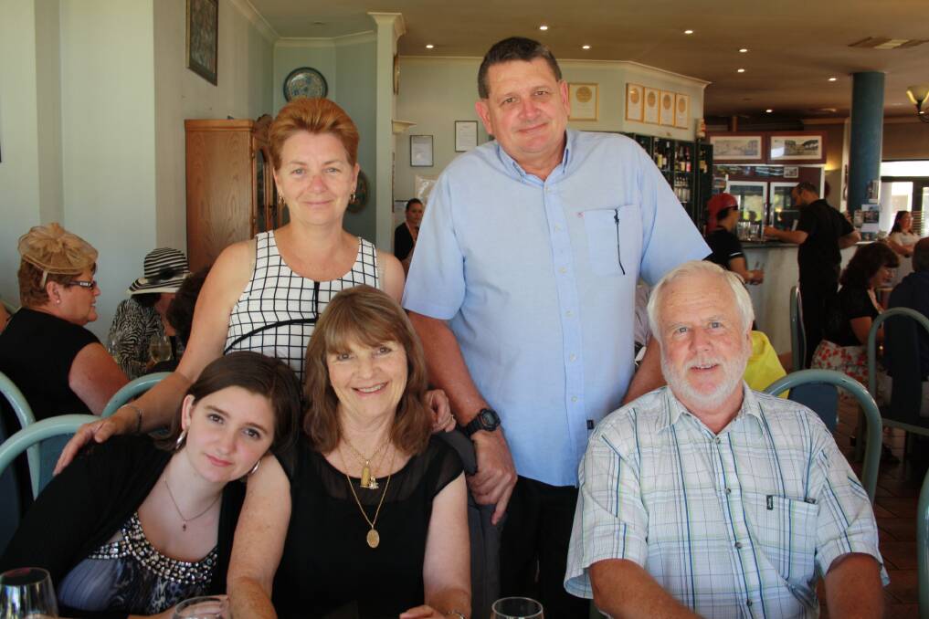 Breeannyn and Carol Wylds, Glenic Ginbey, Scott Wylds and Lyndsay Libney at Paparazzi Cafe.