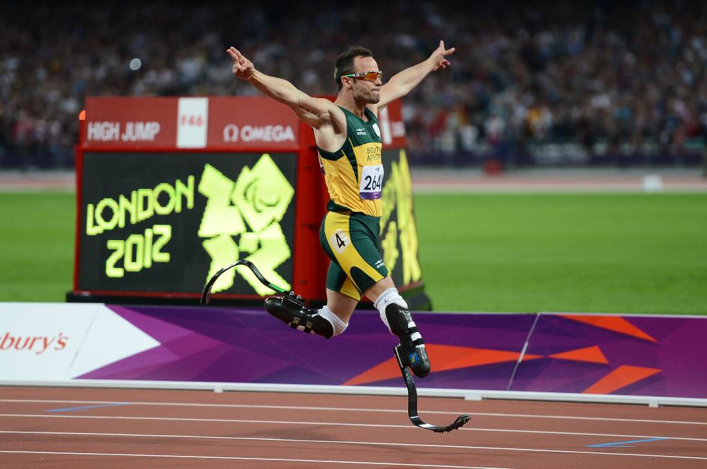 Oscar Pistorius wins the Men's 400m - T44 on Day 10 of the London 2012 Paralympics. Photo by Justin Setterfield/Getty Images