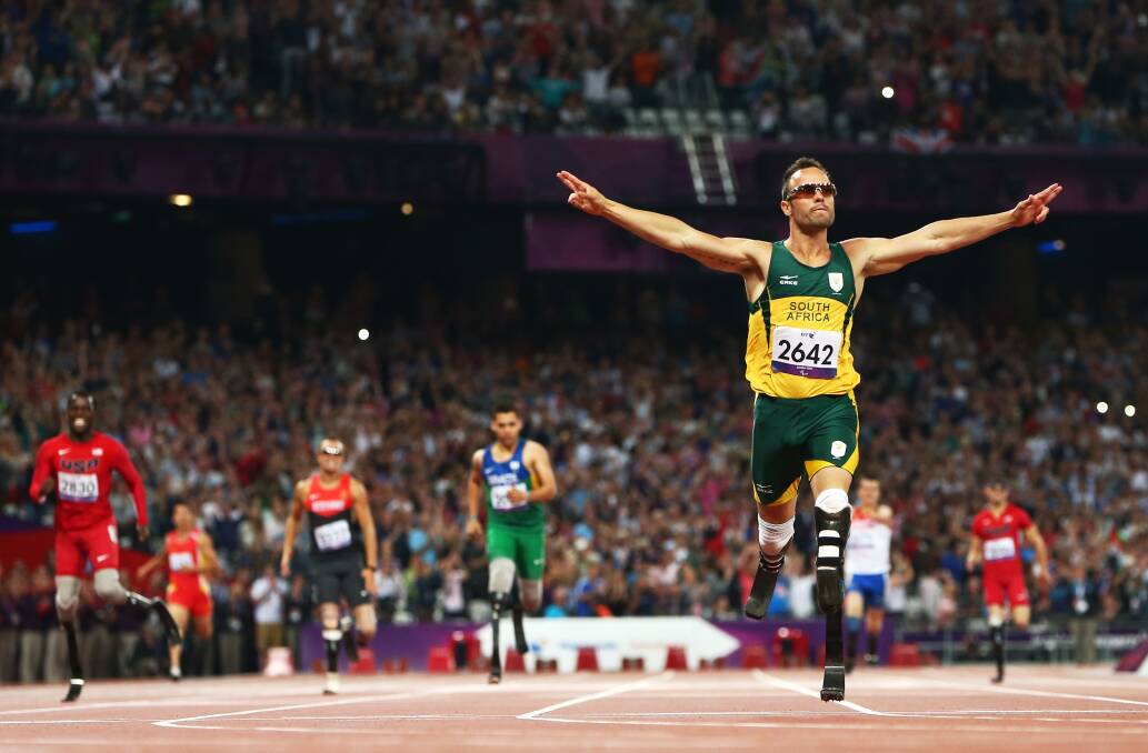 Oscar Pistorius of South Africa wins the Men's 400m - T44 on Day 10 of the London 2012 Paralympics. Photo by Justin Setterfield/Getty Images