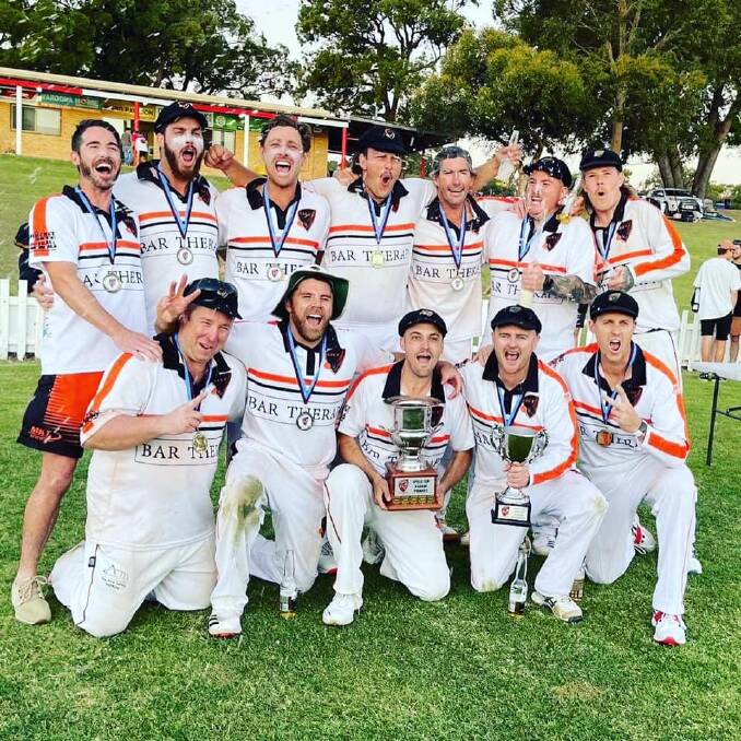 CELEBRATIONS: The Singleton Irwinians took out the A-grade title, defeating Halls head 8 for 197-195. Photo: Supplied.