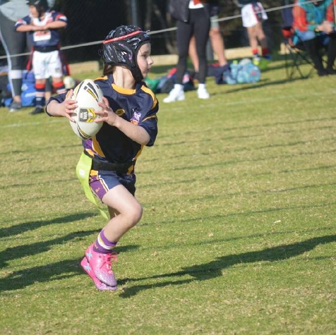 LIKE MOTHER, LIKE DAUGHTER: Kaycee's daughter Saylah plays rugby for the Mandurah Storm under 7s team. Photo: Kaycee Yeates.