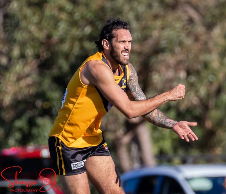 STAR PLAYER: Ex-AFL star Harley Bennell played a solid season for the Pinjarra Tigers. Photo: Shazza J Photography. 