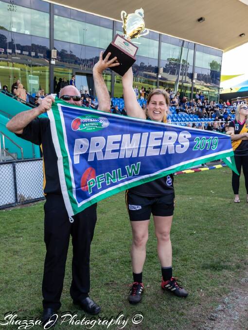 THROWBACK: Jess after the TIgers won the 2019 premiership. Photo: Shazza J Photography.
