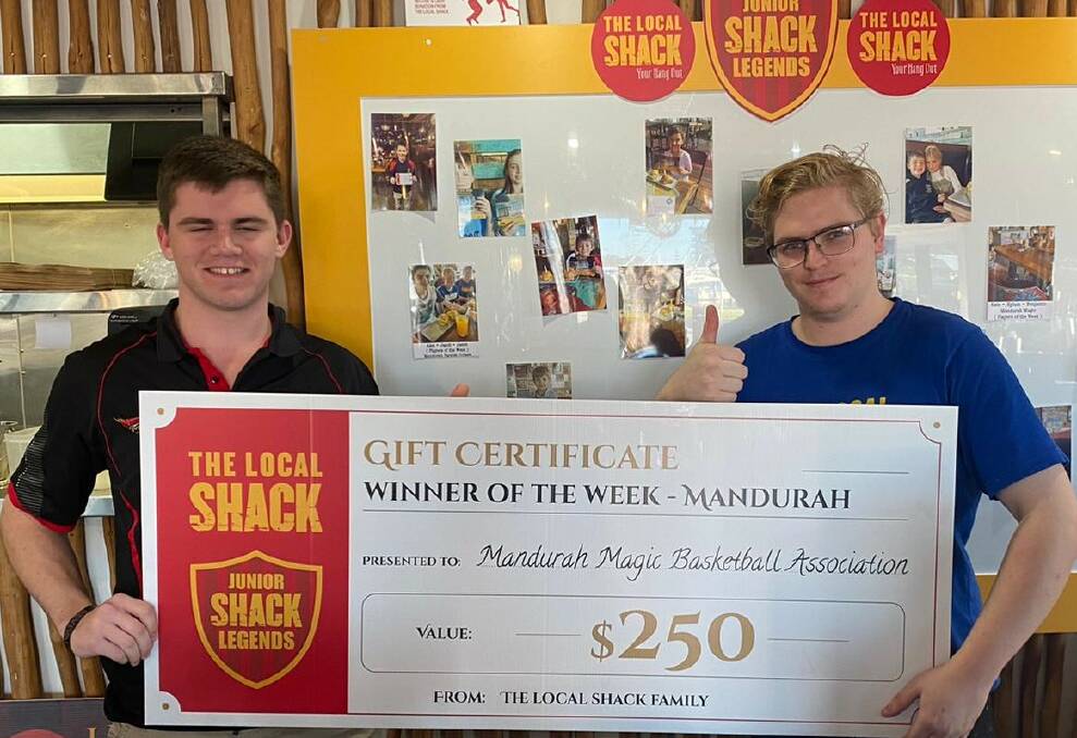 Mandurah Magic Basketball Association being awarded their cheque. Photo: Supplied. 