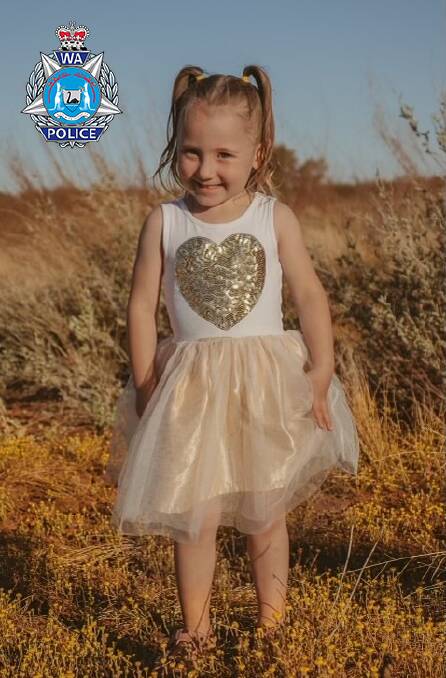 MISSING: 4-year-old Cleo has been missing for five days. Photo: WA Police.