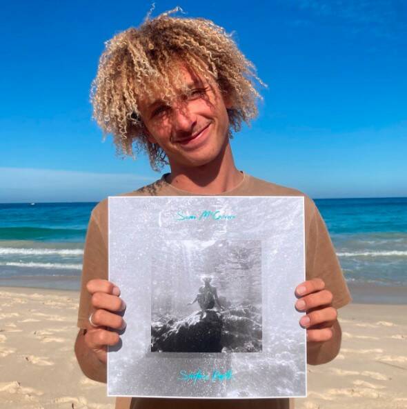 Sam with his EP Surface Depth. Picture: Sam McGovan Instagram,