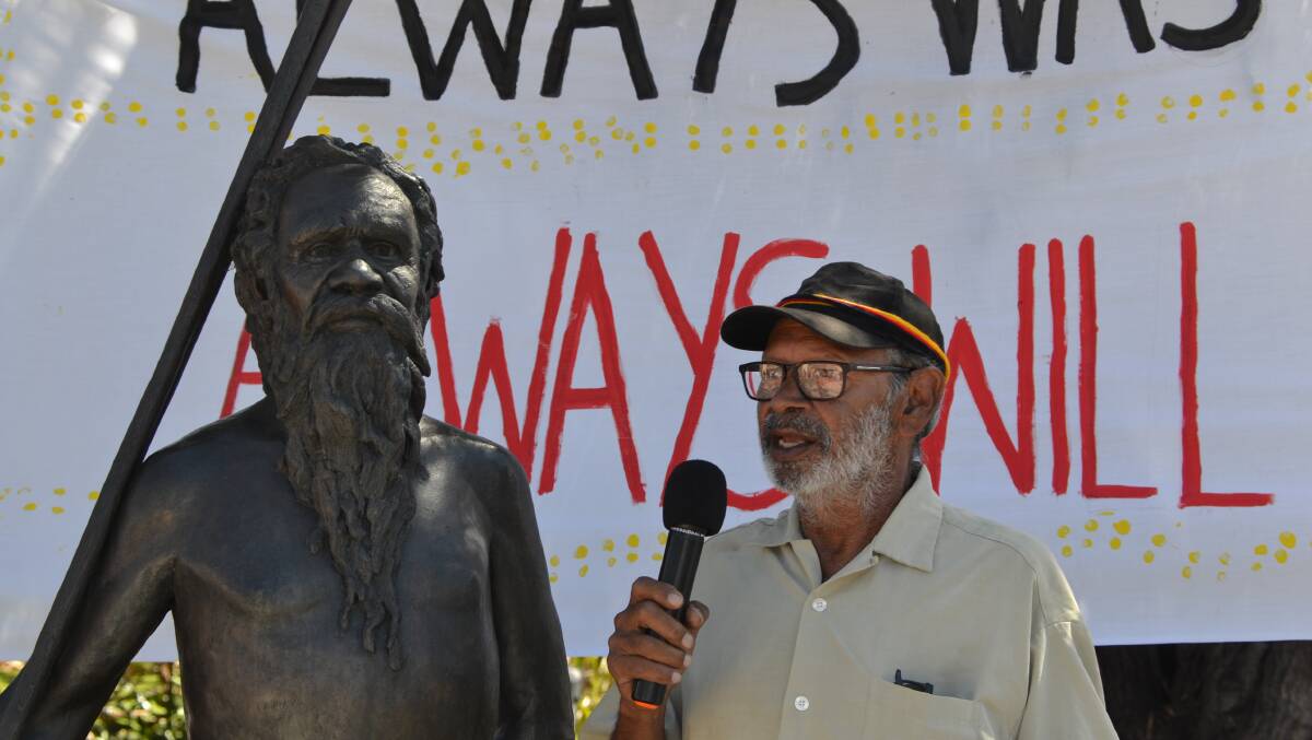 Visiting Gaywal: Bill Webb spoke about how Wardandi people were 'round up' and taken to prisons in Busselton and Smiths beach. Picture: Brianna Melville.