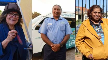 Community leaders: Wadandi elder Sandra Hill, Bindjareb Noongar George Walley and Pinjarup Noongar Elsie Ugle.