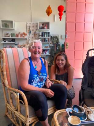 WORKING TOGETHER: Local business owner, Maria Sole from Happy Healthy Humans, at Mataya Eatery with Megan Humble. Photo: Supplied.