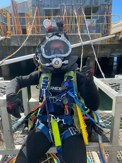 LIVING THE DREAM: Chief executive of Franmarine Underwater Services, Adam Falconer-West, recognised Mr Allen's drive and offered to train him on the job.Photo: Franmarine Underwater Services