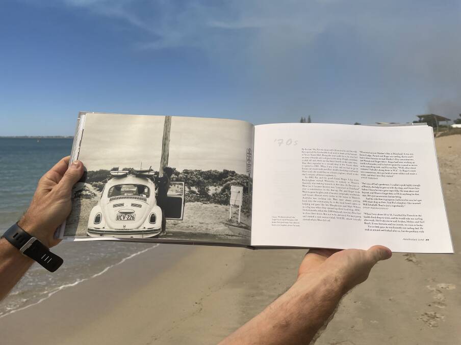 1970: A page from Mr Ellis's new book, of the surfing community in Mandurah back in the 70s. Photo: Sophia Holl.