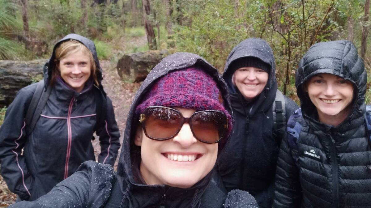 POSITIVE IMPACT: Beauties and the Beach team training for the 35km hike, working their way up in stamina and endurance. Left to right: Hayley Bowen, Jodie Blyth, Kellie Hill, Denise Jeffers. Picture: Supplied. 