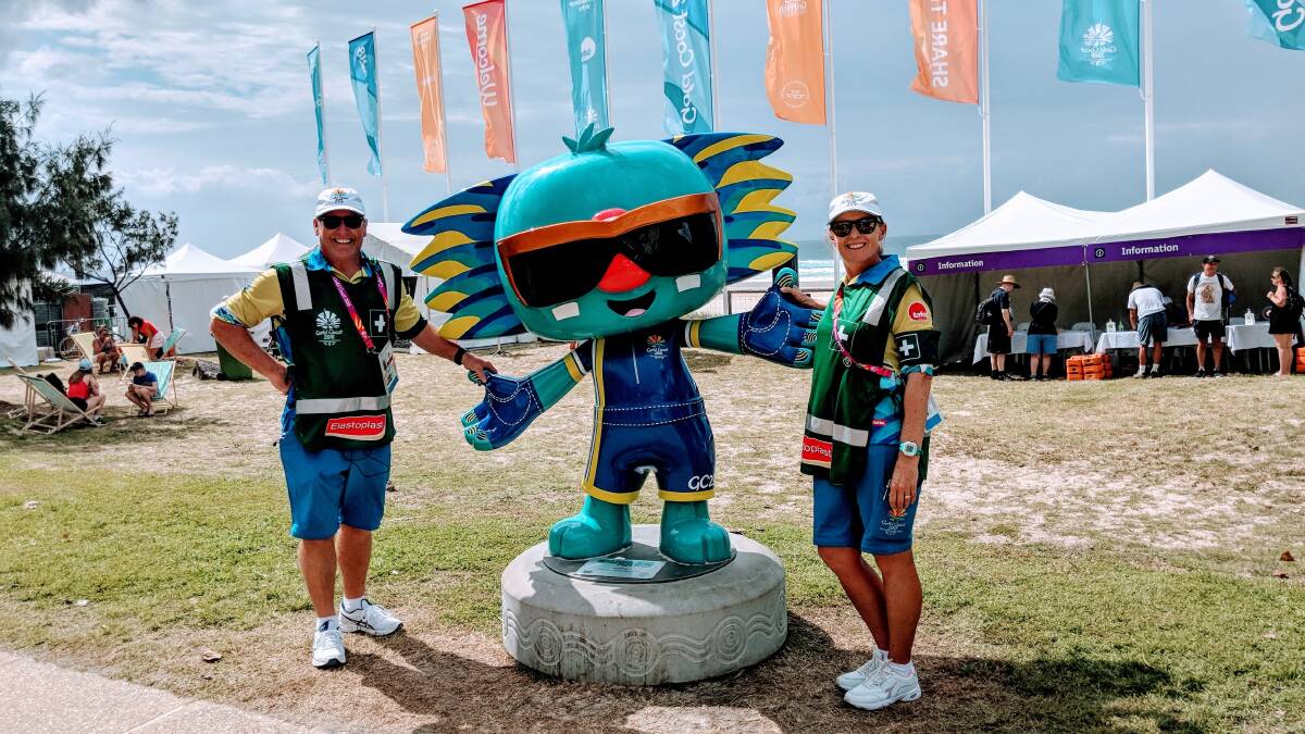 Ironman in Australia inductee Tony Best with his wife Val at the 2018 Commonwealth Games on the Gold Coast. Picture is supplied. 
