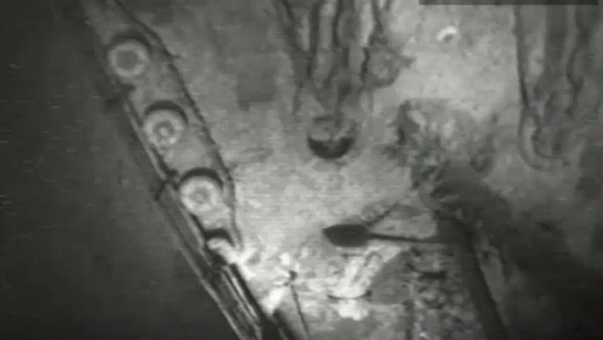 A still from 1986 footage of the wreck. Picture by WHOI Archives/ABC News