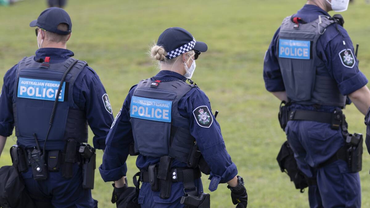 AFP officers in Canberra. Picture by Keegan Carroll