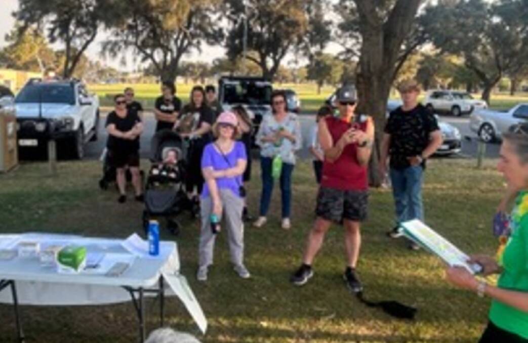 People gather at Mandurah War Memorial to remember people that have passed from lung cancer and to raise awareness of the disease. Picture supplied.