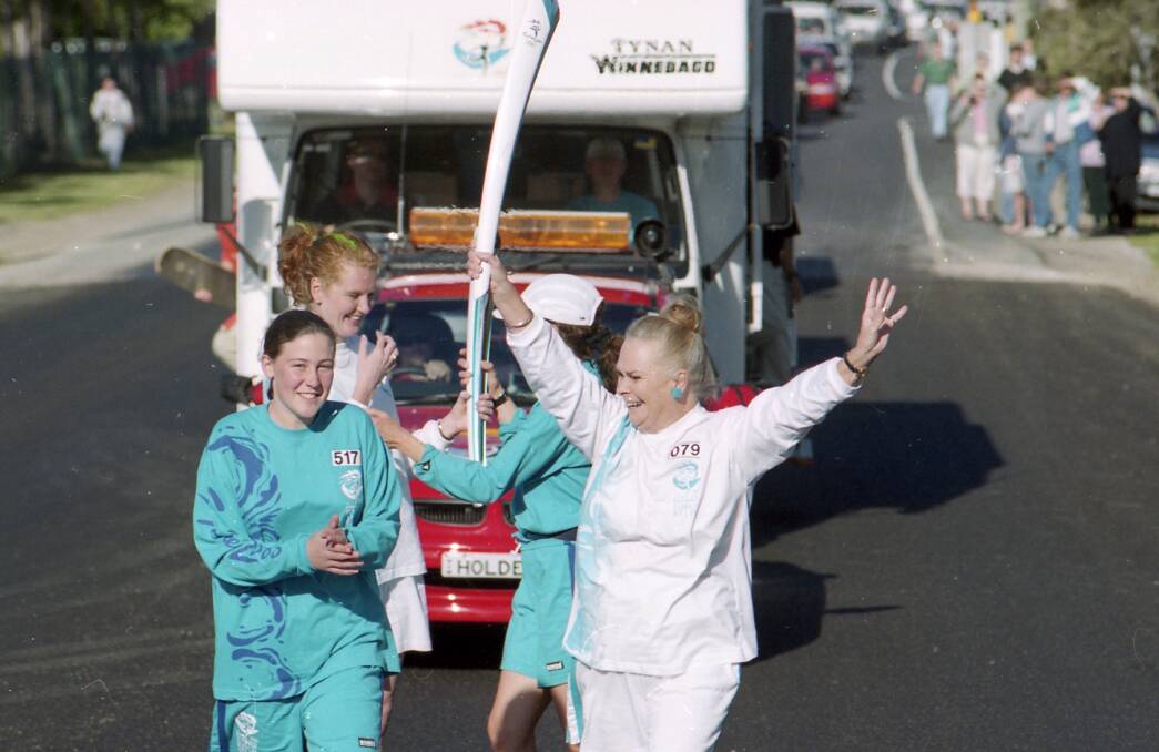 Dawn takes part in the Olympic Torch Relay in Taree on August 26, 2000.