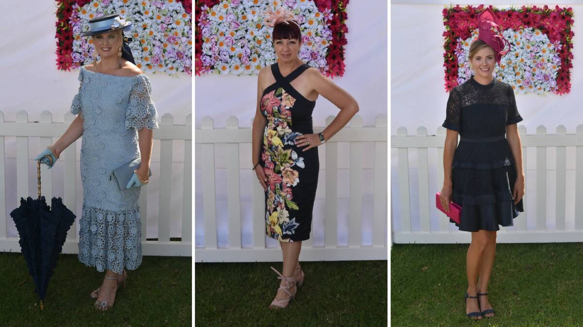 Congratulations: Best dressed Janeen Capewell (left) with first runner-up Nikki Bruechert (centre) and second runner-up Caroline Jones at the 2018 Pinjarra Cup. Photos: Caitlyn Rintoul and Justin Rake.