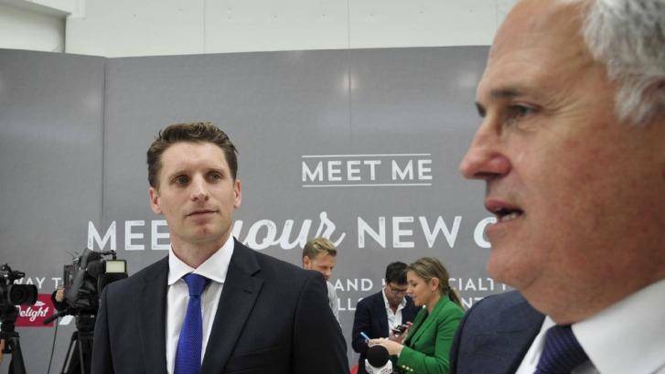 'It's a joke': Canning MP Andrew Hastie and Prime Minister Malcolm Turnbull. Photo: Richard Polden.