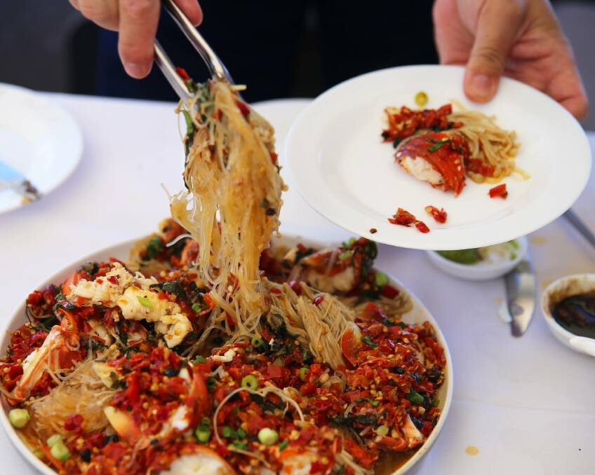 Chef Louis Yin's Crayfish Szechuan Chilli Noodle.