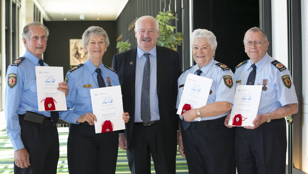Recognition: Brian and Kaye Toussaint, volunteering minister Mick Murray, Ann and Dunk Graham. Photo: Supplied.