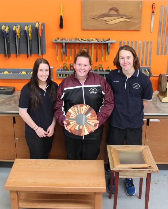 Wood working champs: Hayley Davidson, Jessica Appelbee and Jack Babic have all taken out awards at the Serpentine Jarrahdale Community Fair. Photo: Supplied.