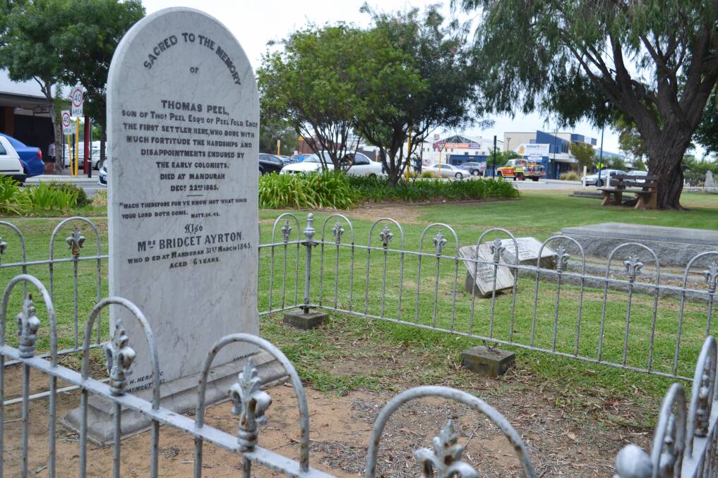 What's in a name: The grave of Thomas Peel at Christ's Church Anglican Church in Mandurah. Photo: Andrew King.