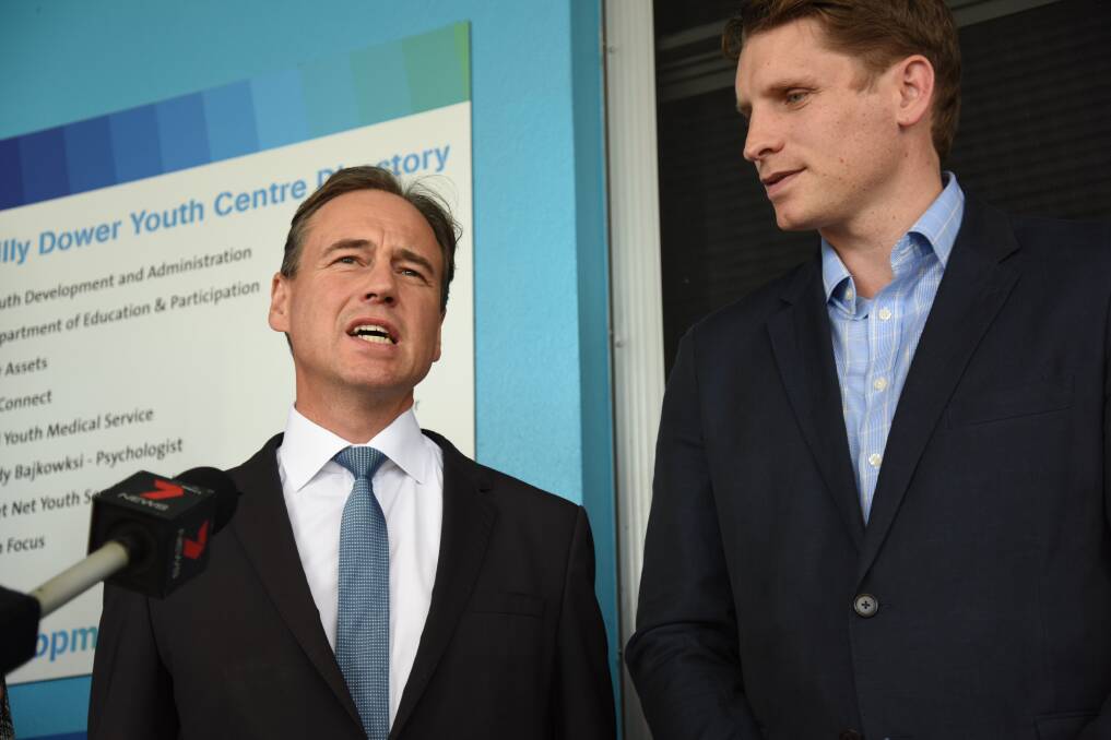 Announcement: Federal health minister Greg Hunt and Canning MP Andrew Hastie announce headspace facility for Mandurah at the Billy Dower Youth Centre in May 2017. Photo: Marta Pascual Juanola.