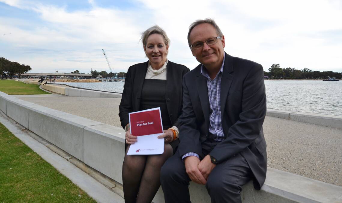 WA regional development minister Alannah MacTiernan, with Mandurah MP David Templeman on Friday, has targeted Canning MP Andrew Hastie after the Transform Peel project failed to win funding in the federal budget. Photo: Nathan Hondros.