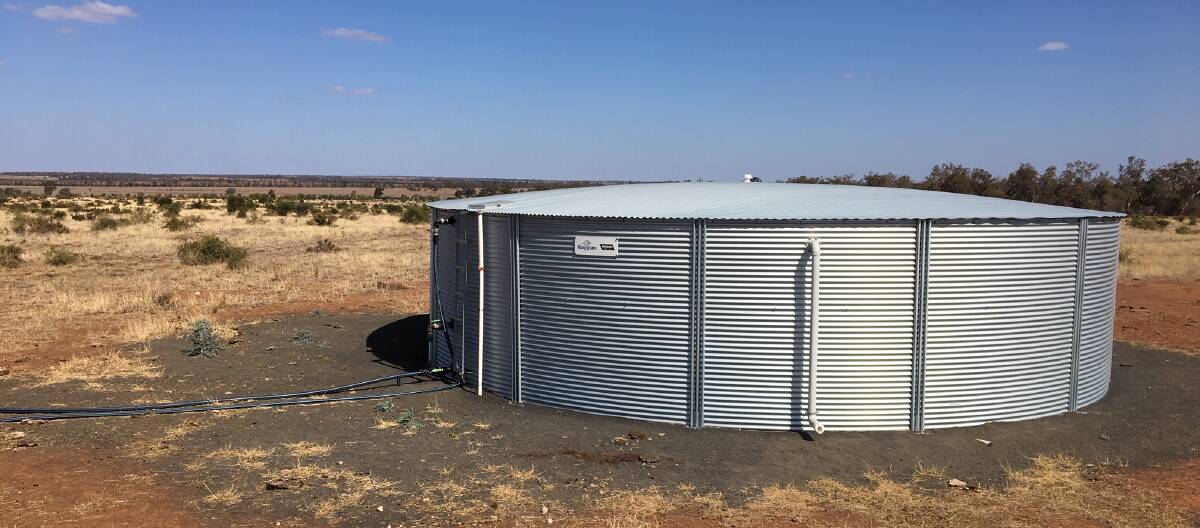 From the six Kingspan Rhino RT-365 water tanks installed on Woodlands Station, water is gravity-fed to each paddock via a series of troughs.