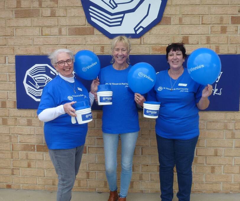 Taking action: Vinnies Support Centre volunteers Jill Mather, Helen Cowan and April Kingsbury. Photo: Supplied. 