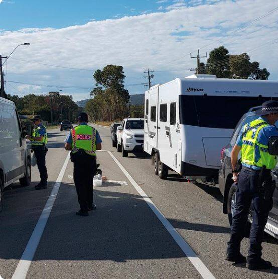 Pinjarra Police conducting breath tests over the WA Day long weekend. Photo: Twitter. 