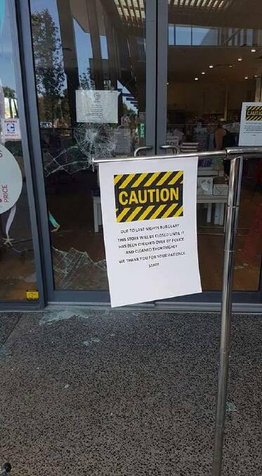 A note from the staff reads "Due to last night's burglary, this store will be closed until it has been checked over by police and cleaned thoroughly. We thank you for your patience." Photo: Facebook.