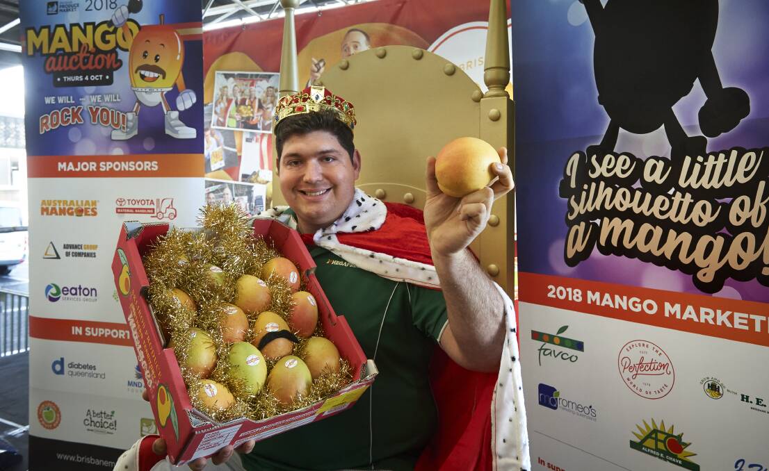ALL HAIL: Newly crowned 2018 Mango King, Domenico Casagrande, Megafresh, with this $13,000 tray of first season mangoes.