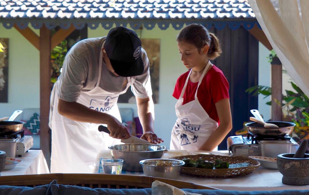 Tackling Balinese cuisine at the Canggu Villa and cooking retreat.