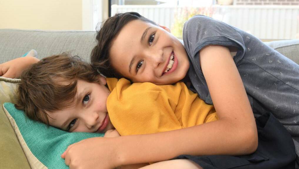 Brothers Jasper Wilson, 7, and Lewis, 11. Photo: Lachlan Bence