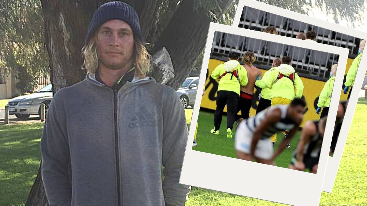 Mandurah concreter Jesse Hayen, who entered the field at the Geelong-Collingwood AFL match in Perth, faces a $50,000 fine. Photo: Claire Sadler.