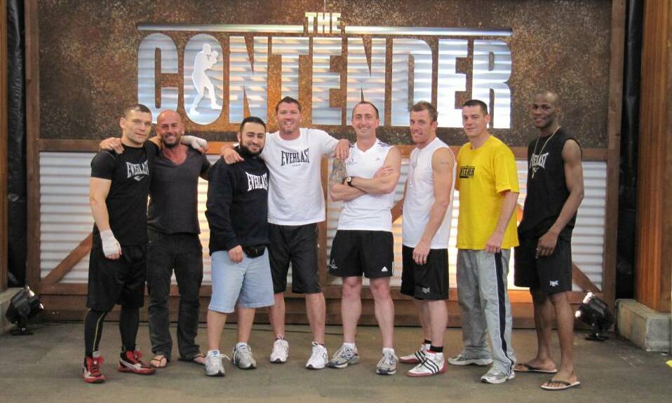 Ray Kelly (arms folded) training aspiring boxers on The Contender. Photo: supplied